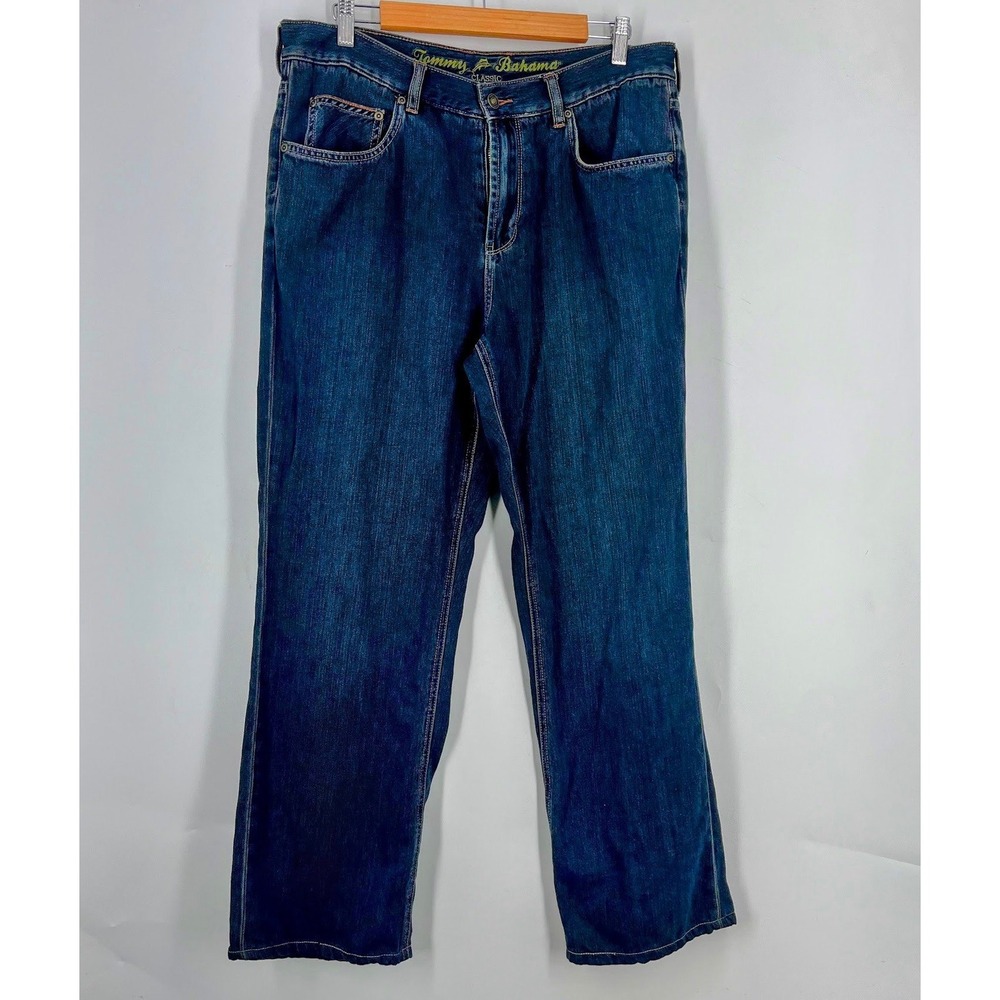 Tommy Bahama Classic Mens Relaxed Straight Leg Dark Wash Denim Jeans Size 35‎